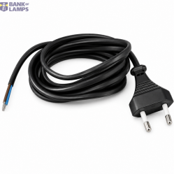 Flat Cord 3m 2×0.75mm² 2.5A 250V~ IP20 EU Plug Black