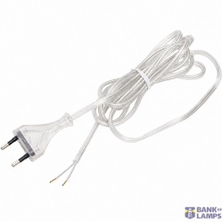 Flat Cord 3m 2×0.75mm² 2.5A 250V~ IP20 EU Plug Transparent