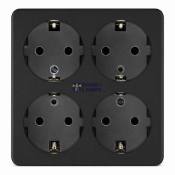 4-Way Power Socket 16A, 250V~Max:3680W, IP20 Without Cable, Black