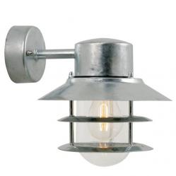 Wall Light Blokhus Down, 1 x E27, Max 60 W, IP54, Galvanized/Glass, Galvanized/Clear