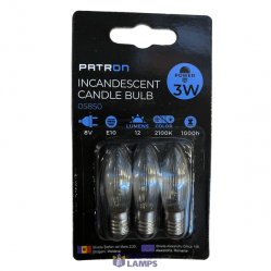 Incandescent Candle Bulb 3W E10 C6 8V Clear