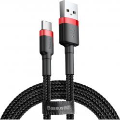USB-A to USB-C Cable 1m, QC3.0, Red/Black
