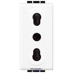 Socket 2P+T 10/16A 250 Vac - centre distance 19mm and 26mm - shielded tulip contacts - white
