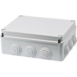 JUNCTION BOX WITH PLAIN SCREWED LID - IP55 - INTERNAL DIMENSIONS 240X190X90 - WALLS WITH CABLE GLANDS - GREY RAL 7035