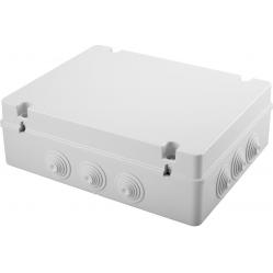JUNCTION BOX WITH PLAIN SCREWED LID - IP55 - INTERNAL DIMENSIONS 380X300X120 - WALLS WITH CABLE GLANDS - GREY RAL 7035
