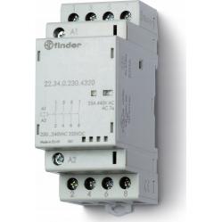 Mod.contactor 35mm.4NO 25A/24VUC, AgSnO2/Mech.ind./LED (22.34.0.024.4320)
