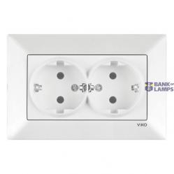 Meridian White Two Gang Earthed Socket