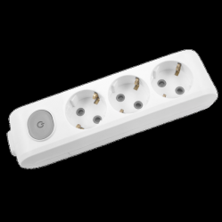 X-tendia White Three Gang Earth Soc w. Switch&Shutter