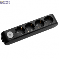 X-tendia Black Four Gang Socket Switch Earth CP