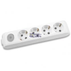 X-tendia White Four Gang Socket Switch Earth CP