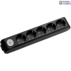 X-tendia Black Five Gang Socket Switch Earth CP