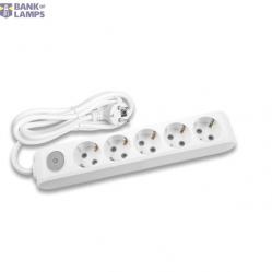 X-tendia White Five Gang Soc Switch Earth Cab CP 1,5M