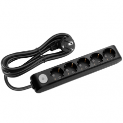 X-tendia Black Five Gang Soc Switch Earth Cab CP 3M