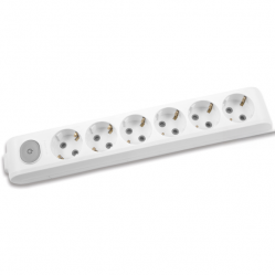 X-tendia White Six Gang Socket Switch Earth CP
