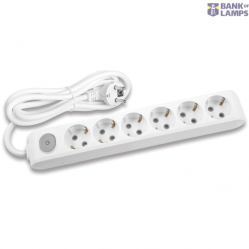 X-tendia White Six Gang Socket Switch Earth Cable CP
