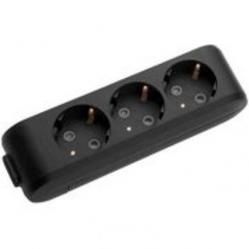 X-tendia Black Three Gang Earthed Socket with Shutte