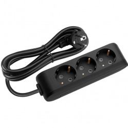 X-tendia Black Three Gang Earth Soc w. Cab. & Shutter 1,5M