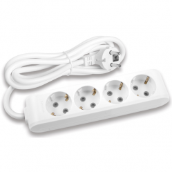X-tendia White Four Gang Earth Socket with Cable CP 1,5M