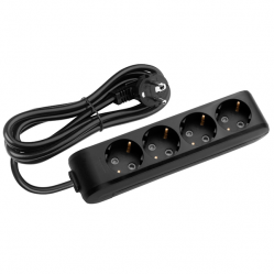 X-tendia Black Four Gang Earth Socket with Cable CP 3M