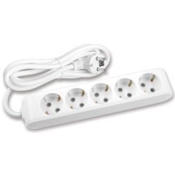 X-tendia White Five Gang Earth Socket with Cable CP 1,5M