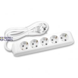 X-tendia White Five Gang Earth Socket with Cable CP 3M