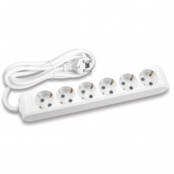 X-tendia White Six Gang Earth Socket with Cable CP 1,5M