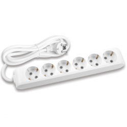 X-tendia White Six Gang Earth Socket with Cable CP 3M