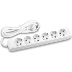 X-tendia White Six Gang Earth Socket with Cable CP 5M