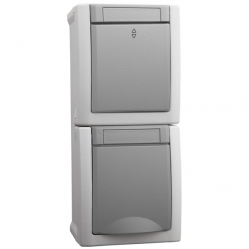 Pacific Grey Two Way Switch + Earth Soc Ver (Screw Connection)