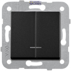 Novella-Trenda Black (Quick Connection) Illuminated Two Gang Switch