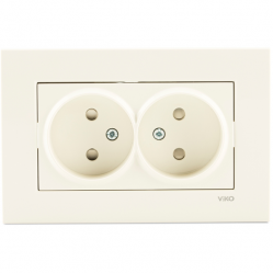 Karre Beige Two Gang Socket Child Protection