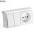 Vera White Two Gang Switch + Socket Horizontal