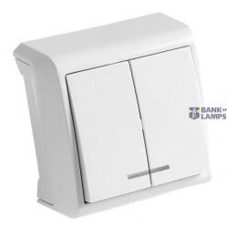 Vera White Illuminated Two Gang Switch (NANU)