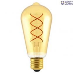 LED Filament Bulb - Classic ST64 E27 5W 250lm 1800K Gold 330°  - Dimmable
