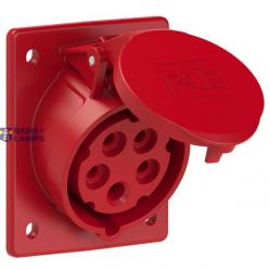 Flanged Panel Mounting Socket sloping 16A 5P 6h IP44