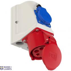 CEE-wall mounted socket + safety socket COMBO 32A 5p 6h IP44