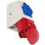 CEE-wall mounted socket + safety socket COMBO 32A 5p 6h IP44