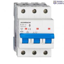 Miniature Circuit Breaker (MCB) AMPARO 6kA, B 25A, 3-pole