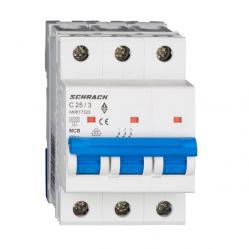Miniature Circuit Breaker (MCB) AMPARO 6kA, C 25A, 3-pole