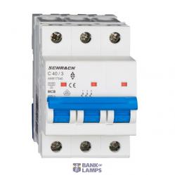 Miniature Circuit Breaker (MCB) AMPARO 6kA, C 40A, 3-pole