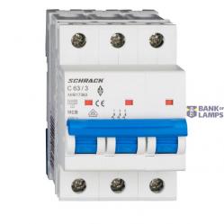 Miniature Circuit Breaker (MCB) AMPARO 6kA, C 63A, 3-pole