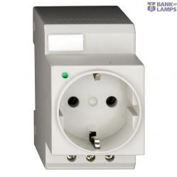 Rail mountable socket, with LED and screw connection