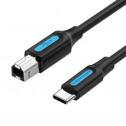 USB 2.0 printer cable, male type C to male B, 1 m