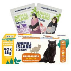 ANIMAL ISLAND Everyday Fillets in broth Chicken with lamb and Chicken with quail Box - wet cat food - 40x85g