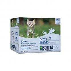 BOZITA Kitten box Meat and fish chunks in sauce – wet kitten food – 12x85g