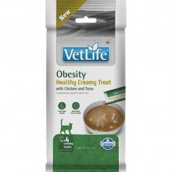 FARMINA Vet Life Cat Obesity Creamy treat with Chicken & Tuna box – cat treat – 4x15g