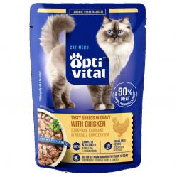 OPTIVITAL Tasty shreds in gravy with chicken - wet cat food - 85g