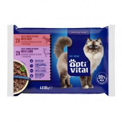 OPTIVITAL Lamb and beef - wet cat food - 4x85g