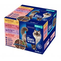 OPTIVITAL Box with chicken, beef, lamb, salmon - wet cat food - 24x85g