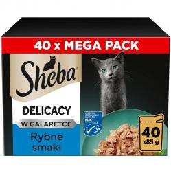 SHEBA Delicacy Fish Flavours in Jelly – wet cat food – 40×85g